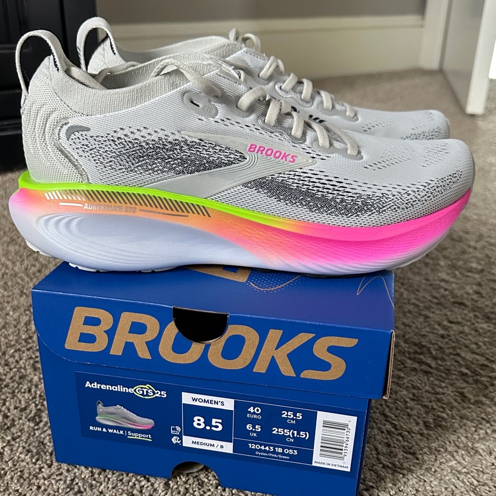Brooks Women's Adrenaline GTS 25 Shoes - Gray and Pink